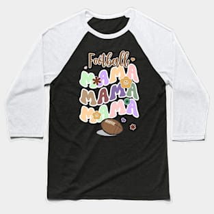 Football Mama Groovy Baseball T-Shirt